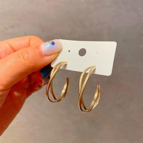 LATS Luxury Fashion Earrings for Women Korean Simple Gold Color Hoop Earring 2021 Trendy Female Fashion Jewelry