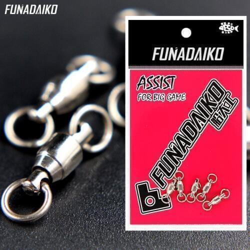 FUNADAIKO Ball Bearing Swivel Solid Ring Fishing Connector Barrel Rolling Swivel Lure Goods For Fishing Sea Fishing Accessories