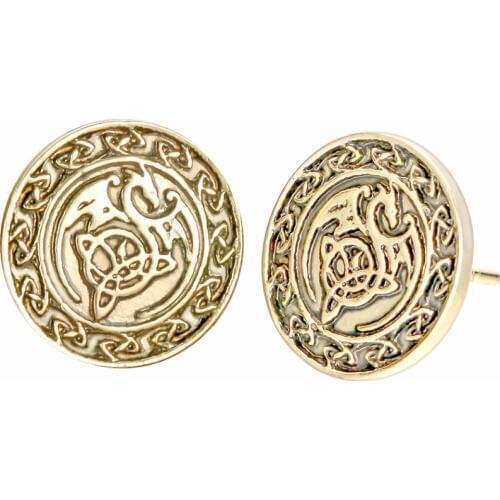 Slavic Dragon Hip Hop Earrings Female Bronze Men Jewelry Viking Valknut Celtic Pendant Man Gift Women Stud Earrings