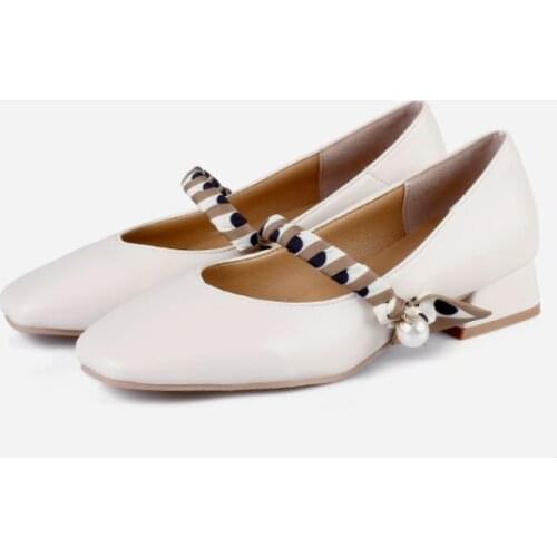 Pumps Women Square Heel High Heels Retro Mary Jane Shoes Spring/Autumn Ladies Shallow Shoes Party Wedding Shoes Zapatos De Mujer