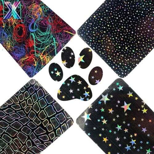 XINFANGXIU Cricut Vinyl 25*50cm Black and White Star Print HTV Holographic Vinyl PU Heat Transfer Vinyl Heat Pack for Tshirt DIY
