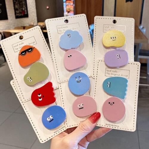 1 Set Lovely Funny Expression Hairpin Girl Hair Clip Acrylic Hair Pins Kids Hair Accessories