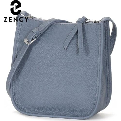 Zency New Genuine Leather Fashion Simple Retro Crossbody Bags Women Tassel Zipper Closure Small Flap Shoulder Bag Ladies Popular