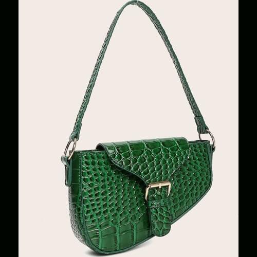 Ladies Hand Sac Popular Simple Female Daily Bag Bags for Women 2020 Crocodile Pattern Saddle Bag Handbags for Elegant for Women