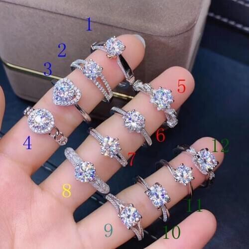 Women ring 925 silver one piece for price certified moissanite gem shiny better than diamond engagement ring 6.5X6.5mm size gem