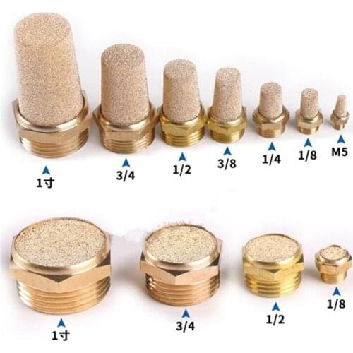 10pcs Noise Filter Brass muffler 1/8 1/4 3/8 1/2 3/4 pneumatic plug silencer air for solenoid valve fitting