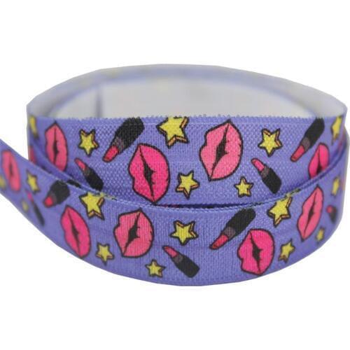10 yards 5/8"(16mm) Lipstick pattern printed fold over elastic ribbon elastic webbing printing accessories sewing