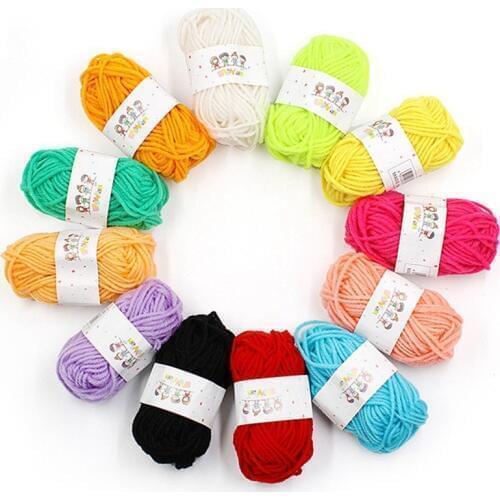 12pcs Multi-color Yarn Wool Ball Yarn for Kids Hand Knitting Wool Student Art Yarn Paste Painting Handmade Material Making Tools