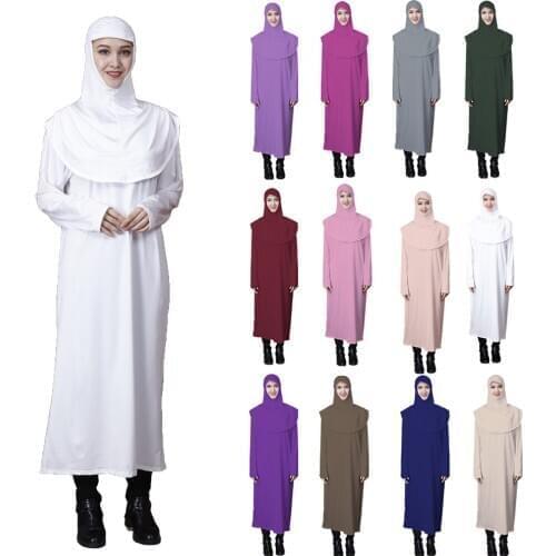 15 Colors Muslim Women Prayer Garment Full Cover One Piece Burka Islamic Ramadan Overhead Maxi Robe Thobe Arab Jilbab Abayas New