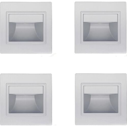 4Pcs Stair Light Led 3W LED Recessed Wall Light Footlight Step Lamps Indoor Background Lighting Nightlight Stairway Corridor wit