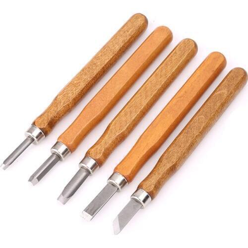 5pcs/set Art Wood Hand Carved Chisels Tool Set DIY Woodworking Carving Knife
