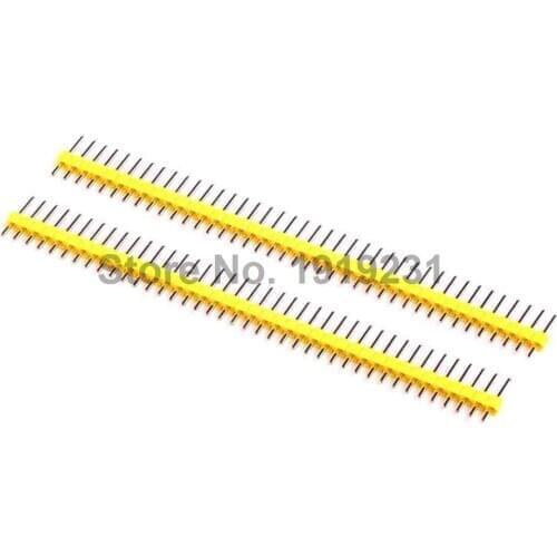 50PCS 1x40P 40Pin 2.54mm Yellow Single Row Needles Straight Headers for PCB Connector