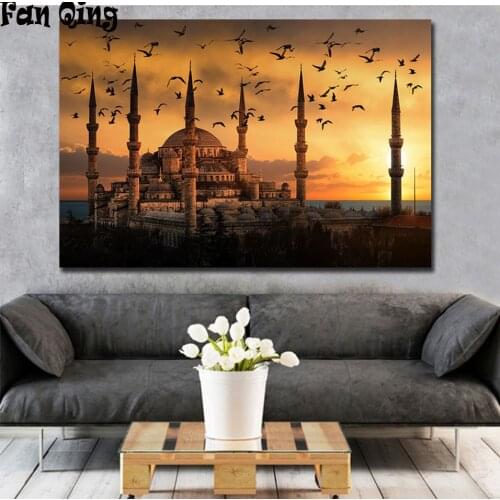 Diamond Painting Mosque Full Square/round Drill Cross Stitch Mosaic Diamond Embroidery Rhinestone Home Decor