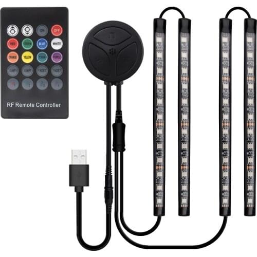 Car Led Interior Lamp 48 LED Atmosphere Strip Light With USB Port APP Control For Android DIY Colors Music Microphone Control