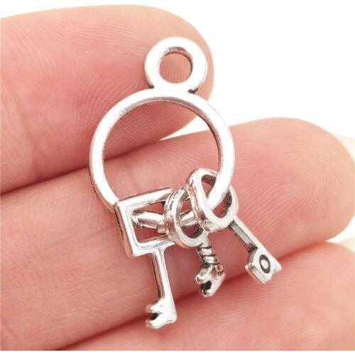 BULK 30 Zinc Alloy Vintage Real Estate Agent Theme Realtor Key Charms Antique Silver Plated 13*26mm 1g
