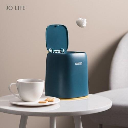 JO LIFE Double-Layer Waste Bin Pressing Type Desktop Garbage Basket Table Plastic Office Trash Can Dustbin Sundries Barrel Box
