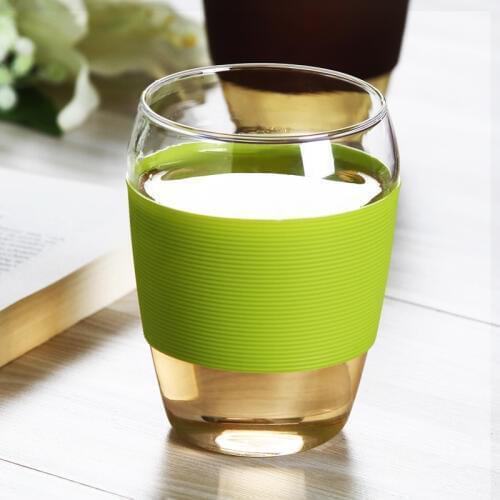 Hot Sale 6pcs Colorful Thick Coffee Wine Glasses Creative Home Insulation Hot Silicon Cup Set Round Glass Juice Bar Mugs