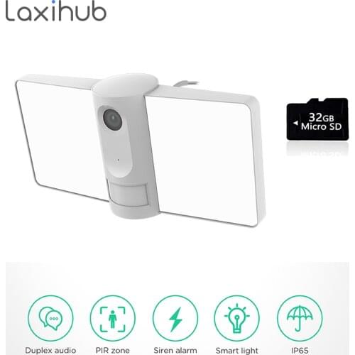 1080P Security Camera Outdoor Waterproof LED Lamp 2-Way Audio Floodlight Night Vision Wifi Webcam IP65 Surveillance Camera 32G