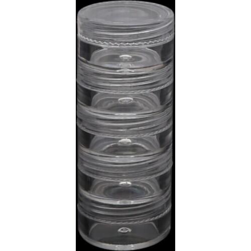 1 Set 5 Layer Cylinder Stackable Bead Containers Plastic Round Clear Storage Jar Box for Beads Buttons Crafts Small Item