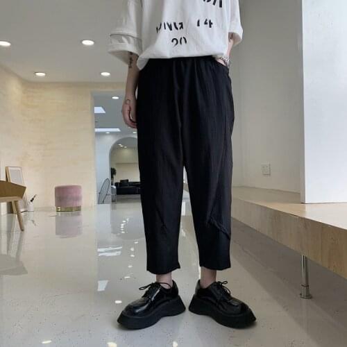 Summer dark Department Korean mens loose casual pants hairdresser youth fashion mens Harlan pants small leg Capris
