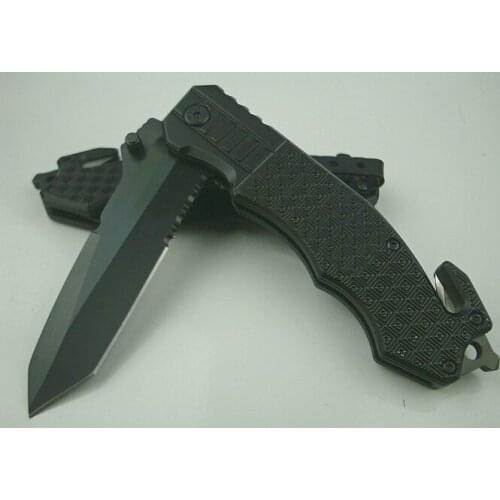 Locomotive survival folding knife 7CR17 blade aluminum alloy handle outdoor tactical military hunting emergency rope cutter