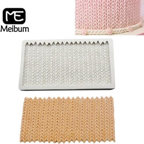 Meibum Chunky Knit Ruffle Silicone Fondant Cake Mold DIY Baby Birthday Party Gum Paste Sugar Craft Pastry Border Decorate Mould