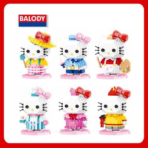 Balody 18099 Kitty Series Puzzle Assembling Toys Insert Small Particles Cat Japanese Cartoon Character MicroBuilding Block Model