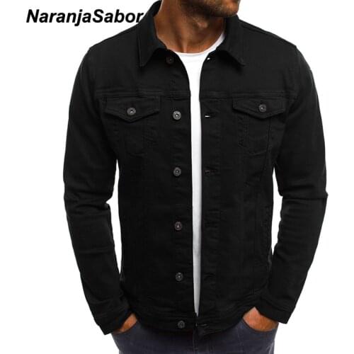 NaranjaSabor New Mens Autumn Spring Jean Jackets Slim Fits Denim Solid Color Male Coats Men Cowboy Fashion Brand Clothing N575