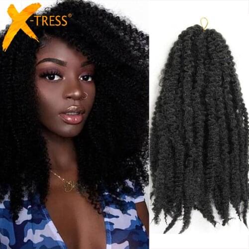 Soft Pure Color Afro Kinky Marley Braids Crochet Hair Extensions X-TRESS 18inch Low Temperature Fiber Synthetic Braiding Hair