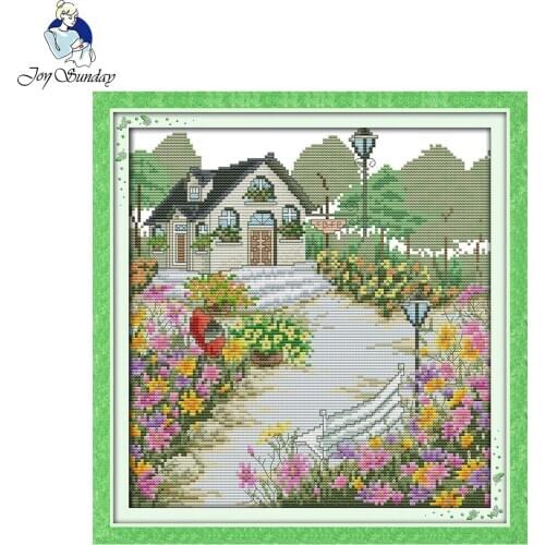 Joy Sunday A rustic cottage Printed Canvas Counted Chinese Cross Stitch Kits printed Cross-stitch set Embroidery Needlework