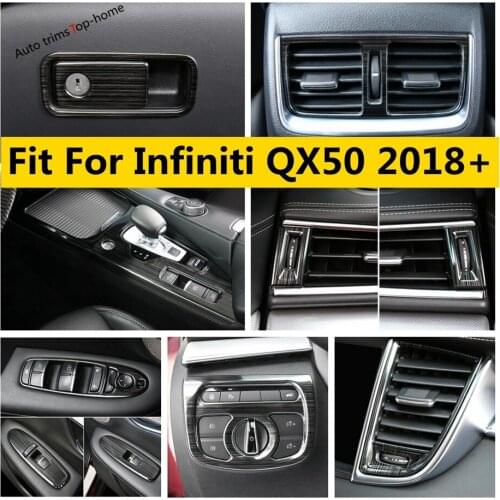 Stainless Steel Accessories Air AC Vent Outlet Head Light Lamp Window Lift Button Panel Cover Trim For Infiniti QX50 2018 - 2021