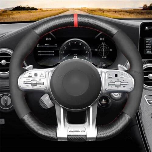 DIY Anti-Slip Wear-Resistant Steering Wheel Cover For Mercedes-Benz AMG GT E63 G63 C63 CLA45 CLS53 AMG Car Interior Decoration