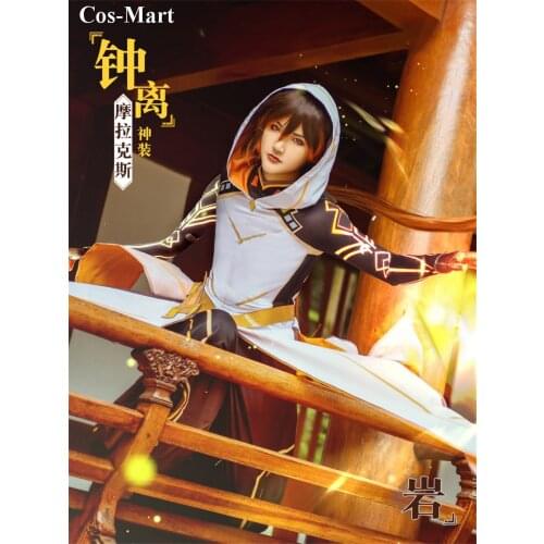 New Game Genshin Impact Zhongli Cosplay Costume Morax Fashion Combat Uniform Male Activity Party Role Play Clothing XS-XL Hot