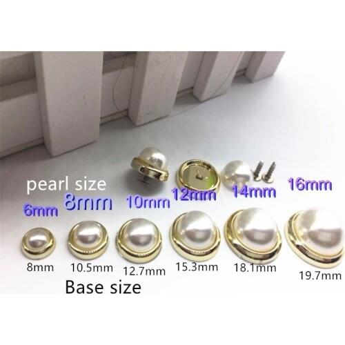 New 100pcs Imitation Half Round Pearl Bead Gold Silver Bottom Rivets DIY Clothing Shoes Bags Accessories Craft Art Decoration