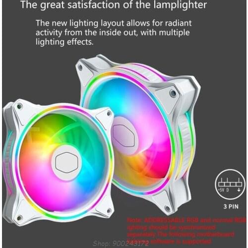 Cooler Master MasterFan MF120 HALO Dual Ring Addressable RGB Fan for PC Computer Case Liquid Radiator N23 20 Dropship