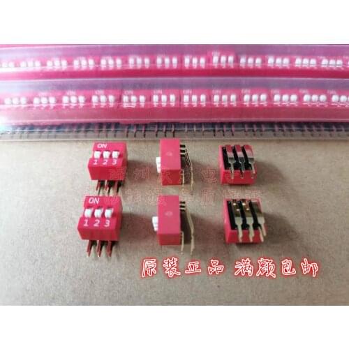 Original New 100% DSDA03LHGET dial switch bent foot spacing 2.54MM 3-bit 3P coding switch side dial gold-plated foot