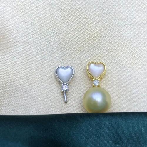 Heart Shape 925 Sterling Silver Pendant Base Settings Mountings Findings Parts for Pearl Crystal Jade Agate 5pcs/lot