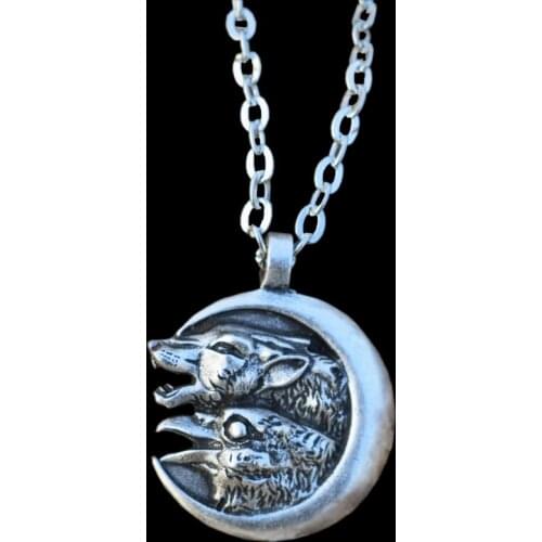 Sanlan Odin Wolf And Raven Winged Pendant Necklace Animal Moon Necklaces Male Jewelry Gifts Choker 12pcs/lot