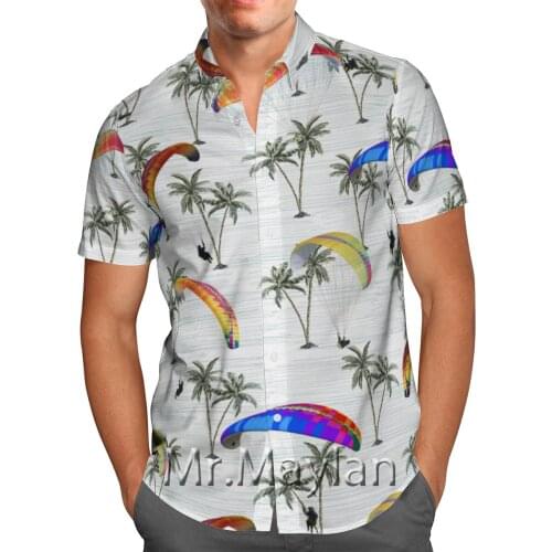 Parachute 3D Printed Summer Hawaii Beach Shirt Short-Sleeve Shirt Personality Streetwear Oversized Blusa Masculina Chemise Homme
