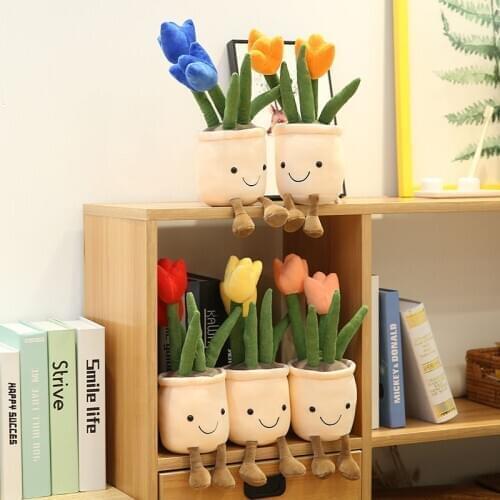 1pc 35CM Beautiful Tulip Ornaments Plush Toys Simulation Bouquet Dolls Stuffed Toys for Children Girls Room Decoration Gifts