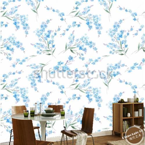 Custom papel DE parede floral, blue flowers for the bedroom living room TV wall reliefs wallpaper papel DE parede