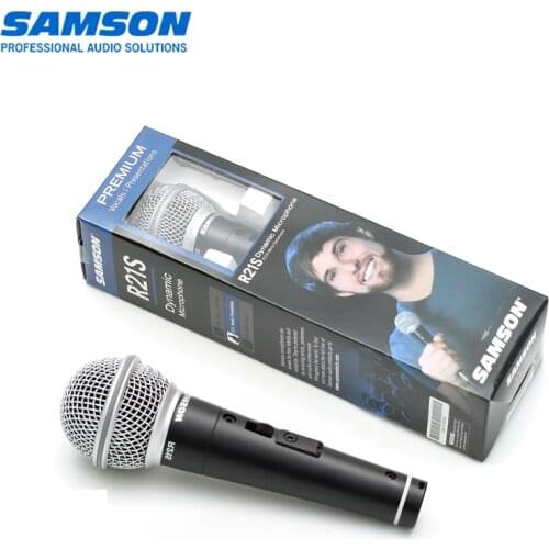 Samson R21S professional dynamic handheld microphone for karaoke and live vocal recording,with cable and mic clip
