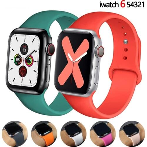 Soft Silicone Band for Apple Watch 6 Series SE 5 4 3 Rubber Wristband Strap on iWatch 42 38 44 40 MM Bracelet Original official