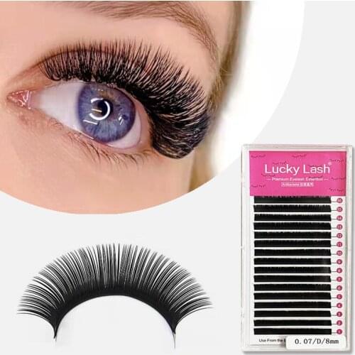 Lucky Lash Silk Soft Professional Individual Eyelash Extension, C/CC/D/L/LU/LC/LD Curl False Mink Lash Extension