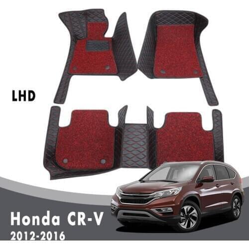Luxury Double Layer Wire Loop Car Floor Mats Carpets For Honda CR-V CRV 2016 2015 2014 2013 2012 Auto Accessories Leather Rugs