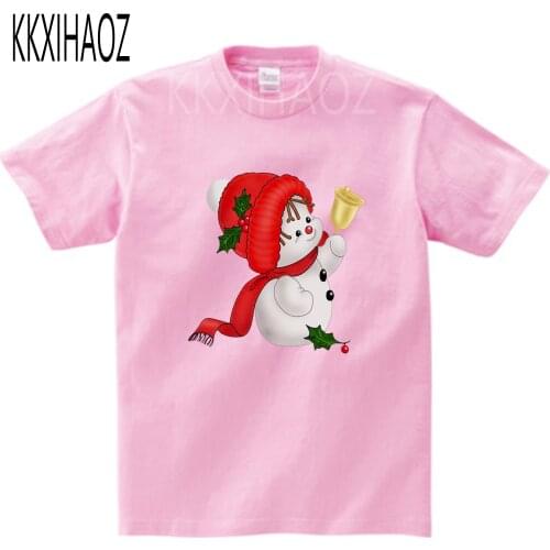 2021 Christmas Childrens T-shirt Boys and Girls Xmas Snowman Short Sleeve Clothing Digital Printed Cartoon kids Cotton Tops 3