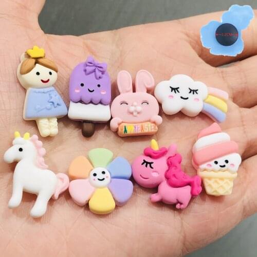 1pcs Lovely Unicorn Rabbit Resin Garden Shoe Decorations Shoes Accessories Fit Croc Jibz Charm Kids Party Presents