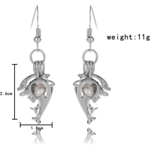 1 Pair Oyster Pearl Earrings Hook Dangle Heart/Animal/Owl/Flower Cage Locket Drop Pendant Earrings Fashion Womens Jewelry