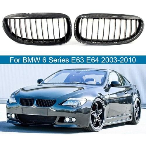Carbon Look Car Front Bumper Hood Kidney Grille Replacement Sport Grills For BMW 6 Series E63 E64 M6 2003-2010 Car Accessories