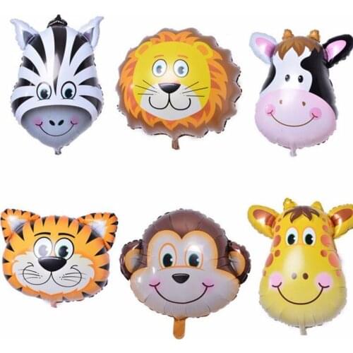 Animal Head Balloon monkey Lion Zebra Pig Cow Kangaroo Foil Balloons Birthday Party Decor Safari Zoo Balls Kid Toy